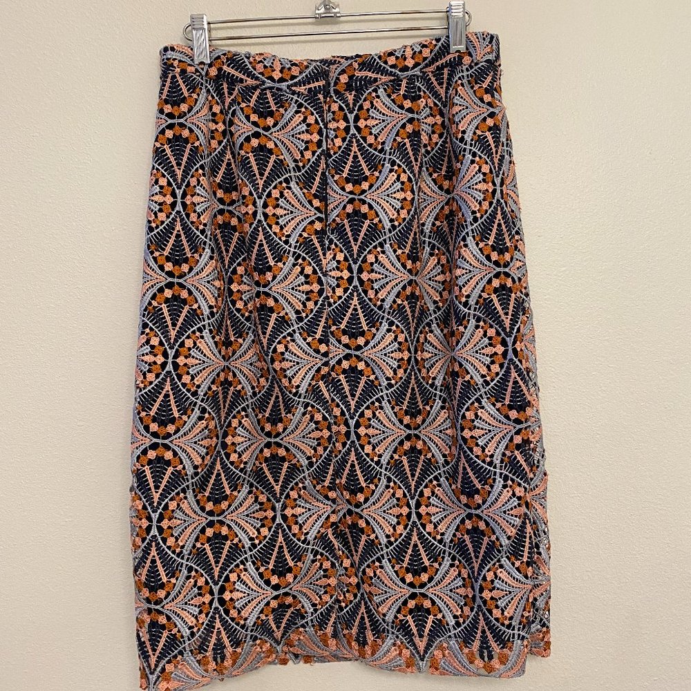 Anthropologie Eva Franco Blue & Pink Lace Skirt - Picture 2 of 7